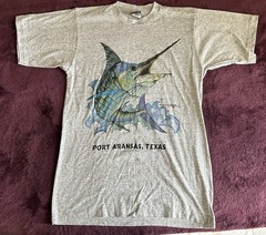 Vintage 90s Guy Harvey Marlin Shirt Port Aransas Texas Single Stitch L(Fits M)