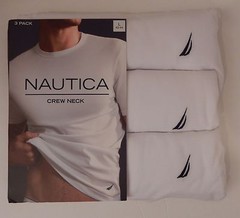3 GENUINE NAUTICA MENS COTTON WHITE CREW-NECK S M L XL XXL T-SHIRTS UNDERSHIRTS