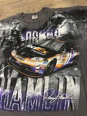 Nascar AOP Denny Hamlin Vintage Y2K Fed Ex Racing Streetwear Rare Tee Size XL