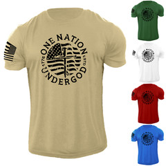 New Men’s USA 1776 One Nation Under God Flag T Shirt Patriotic 100% Cotton Tee