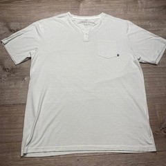 Free Fly Henley Mens Large Bamboo Viscose Gray White Stripe Short Sleeve Tee