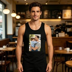 Men’s Tank Top for Father’s Day, Custom Child Name & Photo Print Cotton