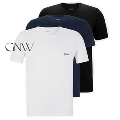 BOSS MEN CREW NECK SS LOGO T SHIRT 3 PACK ORGANIC COTTON Colour BLUES Was £45