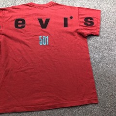 Vintage Levi’s Shirt Mens Large Red 501 Back Strauss Spell Out Graphic