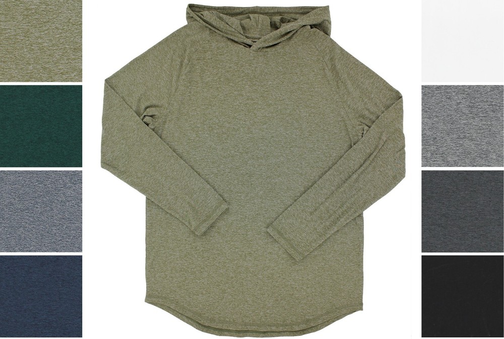 True Classic Men’s Hooded T-Shirt, Long Sleeve Lightweight Stretch Heathered Tee