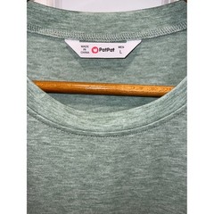 PatPat Mens Large Color Block T-Shirt – Green, White, Striped – Casual Top
