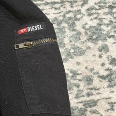 Diesel Mens Long Sleeve Shirt Large Black Micro Waffle Knit Utility Pocket XL