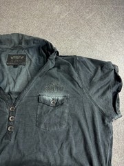VTG 00s Japanese Y2K Faded Black Henley T-Shirt Distressed Grunge Vintage