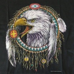 Vintage Thunder Sportswear Eagle Graphic T Shirt Black [L]