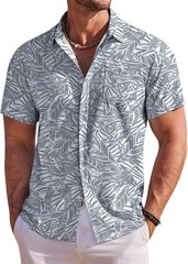 Men’s Hawaiian Shirt Short Sleeve Floral Button Down Tropical Beach Holiday Top