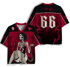 Gothic Demon Girl Football Jersey T-Shirt Polyester Breathable Quick Dry