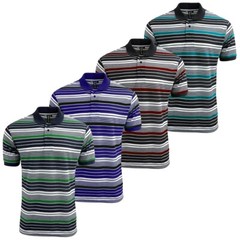Mens Stripe Polo Pack Short Sleeve T Shirt Multi Set Casual Multipack Collar Top