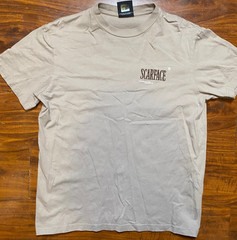 Scarface Shoe Palace X Tony Montana Embroidered Double Sided Beige T Shirt SZ M