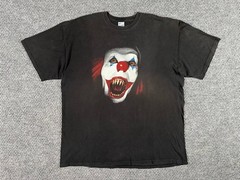 Vintage 90s Stephen King’s IT Pennywise Evil Clown Horror T-Shirt Mens XXL Black