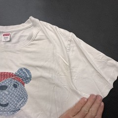 Supreme T Shirt Mens XL (Fits Large) White LV Bear Streetwear Made in USA Grunge