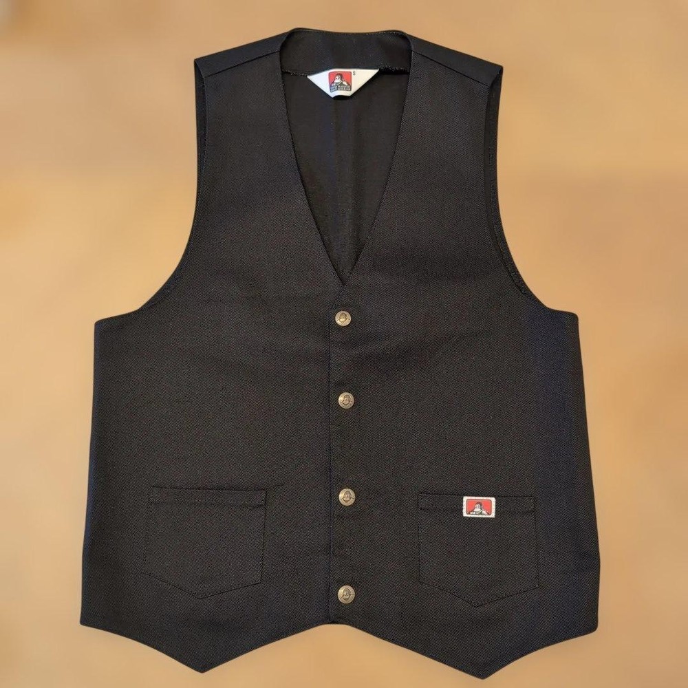 Ben Davis Black Vest S Button Front 2 Pockets Japan For 14Y+