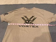 Vortex Unisex T-Shirt -Size Small Tee – Tan – Tagless Collar – Soft Fabric!
