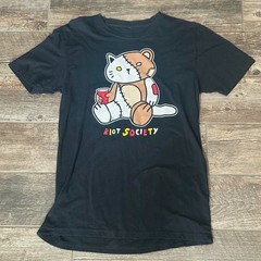 Riot Society Black Cotton Graphic T-Shirt – Cat with Red Cup – Size Medium M
