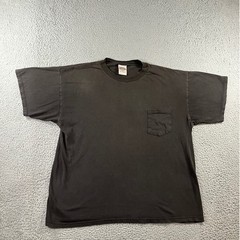 VTG 90s Tultex Pocket T-Shirt Men 2XL Faded Black Distressed Cotton Tee Thrashed