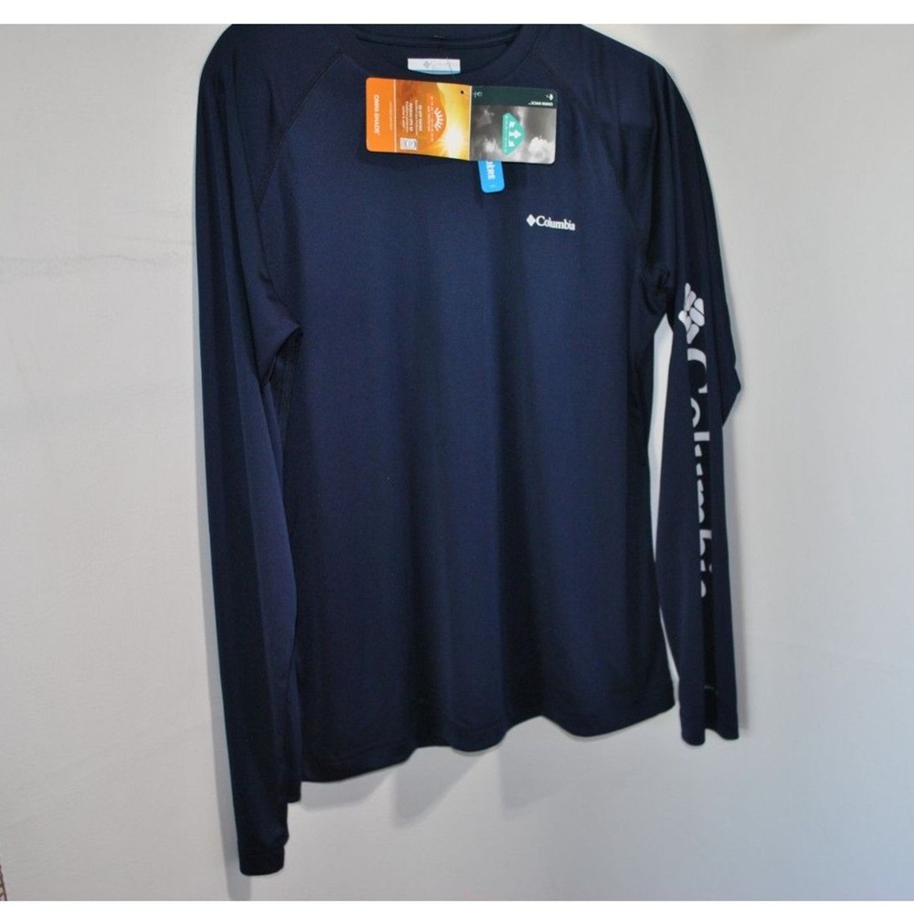 Men’s Columbia Omni-Shade Navy Blue Long Sleeve Pullover shirt size Large New