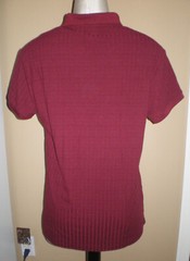 NITAGUT Mens BURGUNDY WINE Casual Short Sleeve Collared Ribbed Knit POLO Shirt S