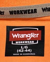 NEW Wrangler Workwear Men’s Hi-Vis Orange Long Sleeve Pocket T-Shirt Size Large