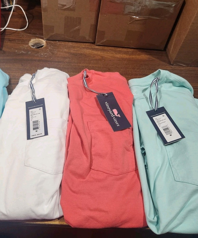 NEW W/ Tags Lot of 3 Vineyard Vines Pocket T-Shirts, 2 Short Sleeve & 1 Long