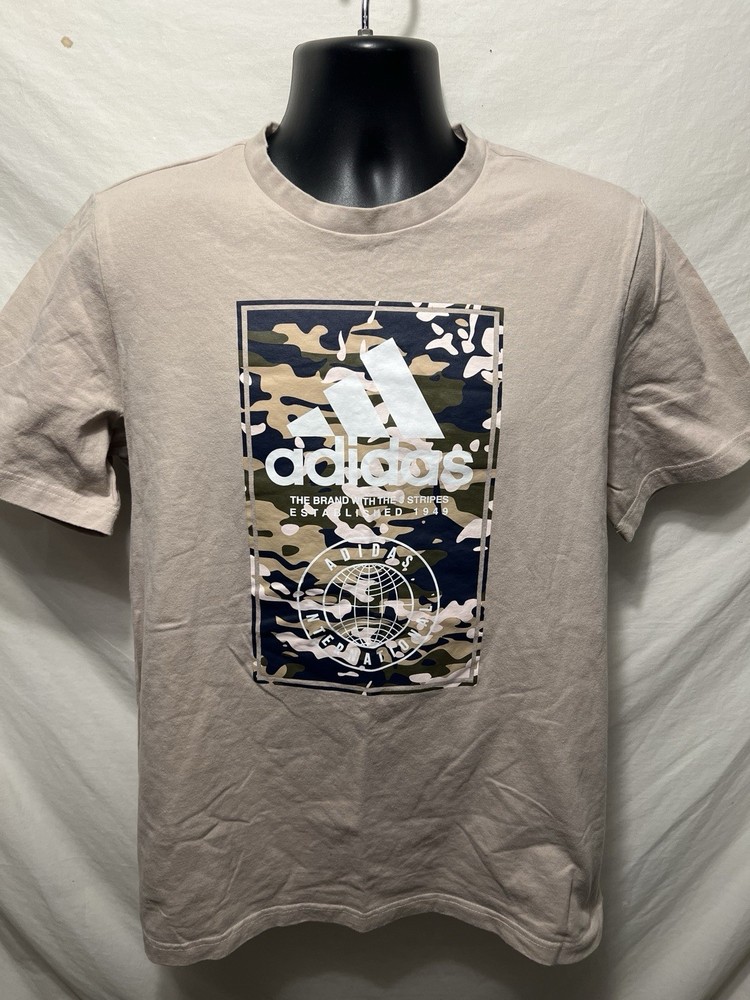 Adidas International Wonder Beige Camo Cotton Multi-Sport Men’s T-Shirt Sz L BB