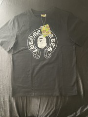A Bathing Ape BAPE x Chrome Hearts Black Graphic Logo Tee Crew Neck L