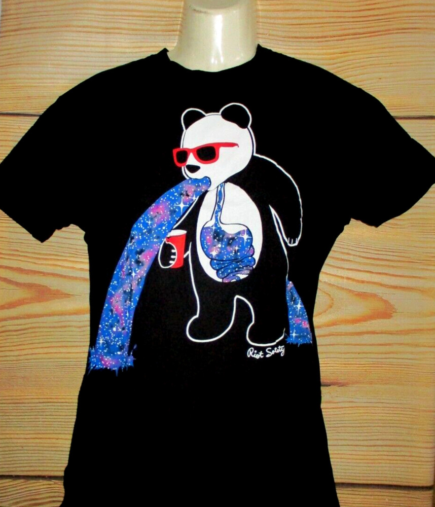 MENS RIOT SOCIETY PANDA BEAR BLACK T-SHIRT SIZE M