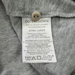 Outerknown Sojourn Henley Grey Organic Pima Cotton Long Sleeve Shirt Mens XL