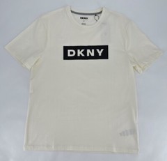 DKNY T-Shirt Mens Medium Tofu Box Logo Designer Crewneck Tee Cotton Retro Y2K