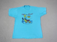 Vintage Life Is A Beach Duck Shirt Mens Medium Blue Single Stitch Beer 70s 80s