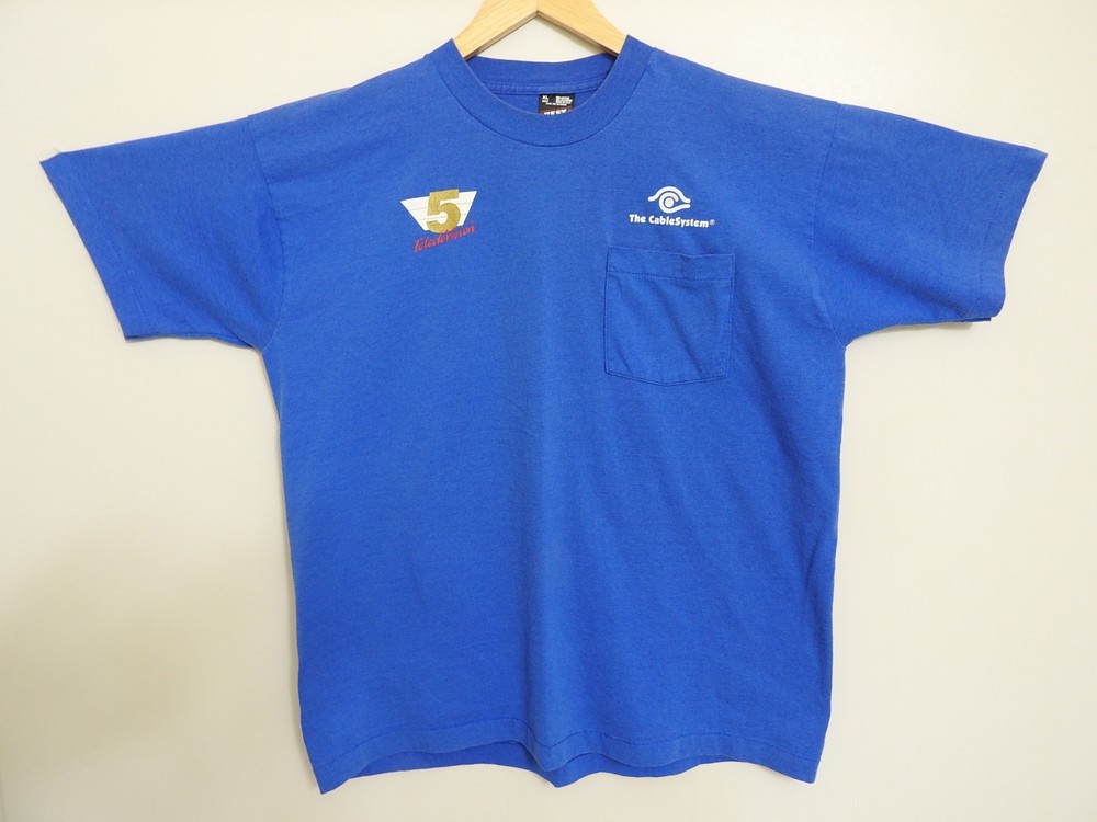 T-Shirt The Cablesystem Toledo Men’s Pocket XL Blue 50% Cotton-Polyester 👀*….