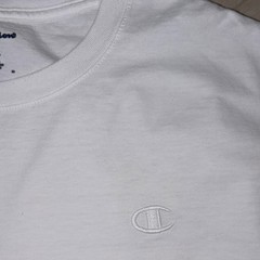 Champion Mens Large White Crew Neck T Shirt Short Sleeve Embroidered Logo