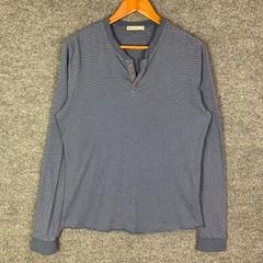 Marine Layer Henley Shirt Men Sz Medium Striped Long Sleeve Pullover