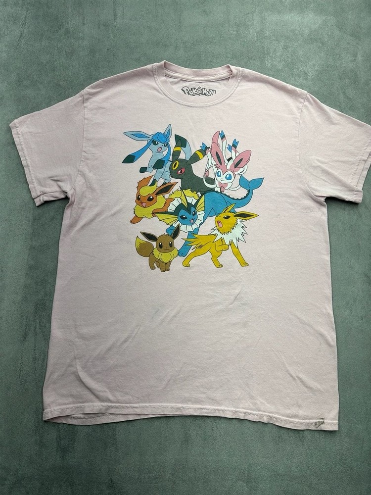 Pokémon Eeveelutions Group Graphic T-Shirt Pink Size Small