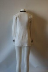 WOMENS CHRISTINA MAKOWSKY CREAM BLACK RHINESTONE COLLAR BLOUSE S *