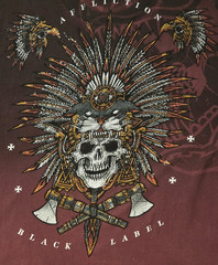 Affliction Black Label Men’s 2XL Burgundy Skull Rhinestone T-Shirt