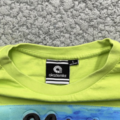 Vintage Akademiks Shirt Mens Large Hi-Vis Yellow Puff Print Palm World Tour Y2K