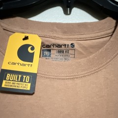 Carhartt Men’s 2XL Regular Loose Fit Brown Cotton Knit Logo Pocket Tee K87-098