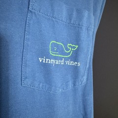 Vineyard Vines Men’s Small Long Sleeve T Shirt Blue with Bright Green Whale Logo
