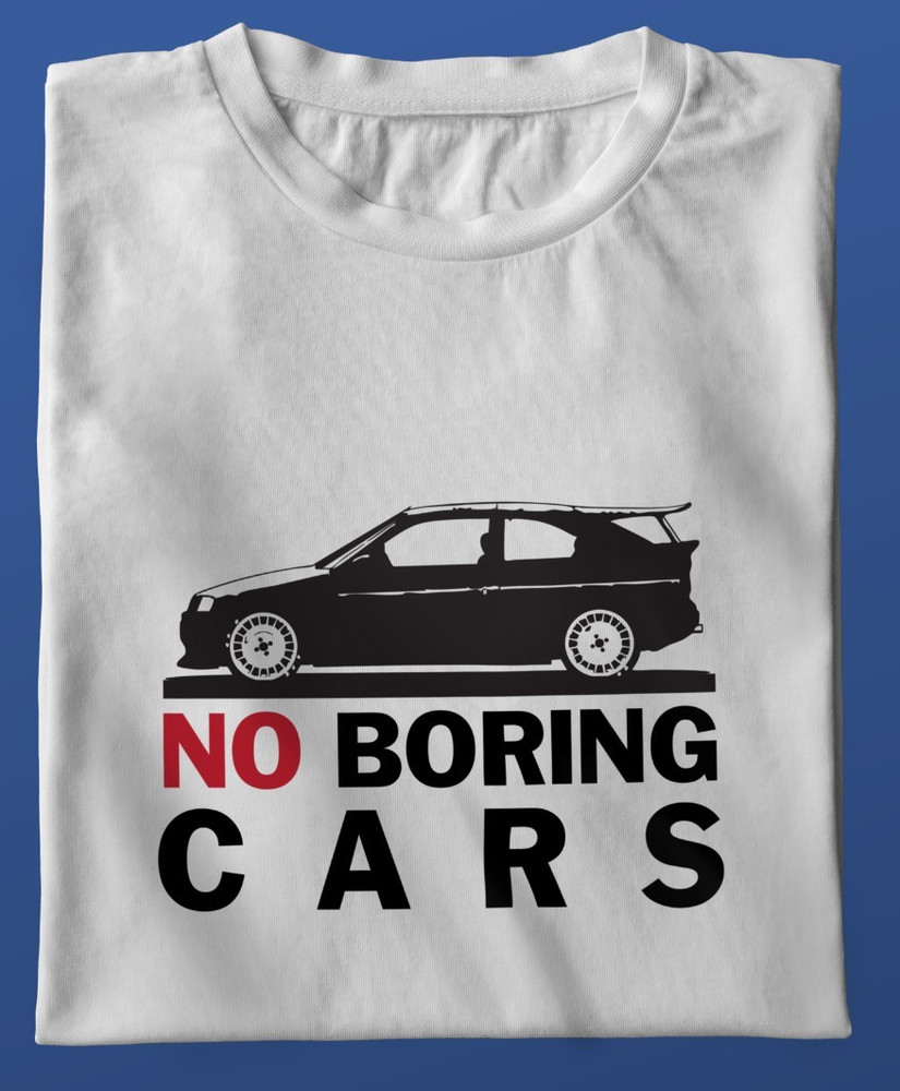 VINTAGE NO BORING CARS CAR JERSEY T-SHIRT – FORD ESCORT COSWORTH CSW