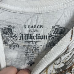 Affliction Cross Wings Shirt Mens XL White Gold Y2K Gothic Biker MMA Double Side