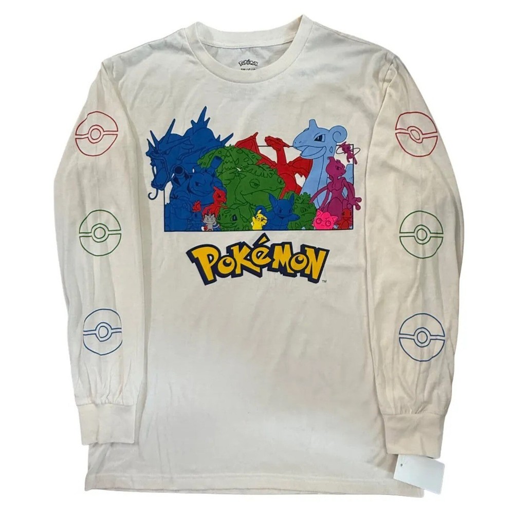 Pokemon Men’s Ivory Graphic Print Long Sleeve T-Shirt – NWT