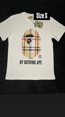 A Bathing Ape Men’s White Ape Head Logo Graphic Print Crew Neck T-Shirt S