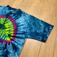 Vintage 90s T shirt All Sport Sz Large blue diamond pleated tie-dye cotton Y2K