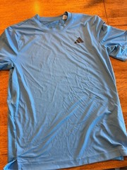 adidas Light Blue Short-Sleeve Athletic Tee with Logo