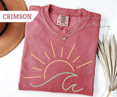 Comfort Colors Sunset T-Shirt Boho Ocean Waves Summer Beach Shirt Vacation Gift
