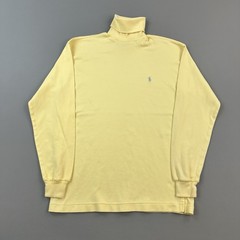 Vintage Ralph Lauren Shirt Mens Small Yellow Long Sleeve Tutrtleneck Preppy 90s